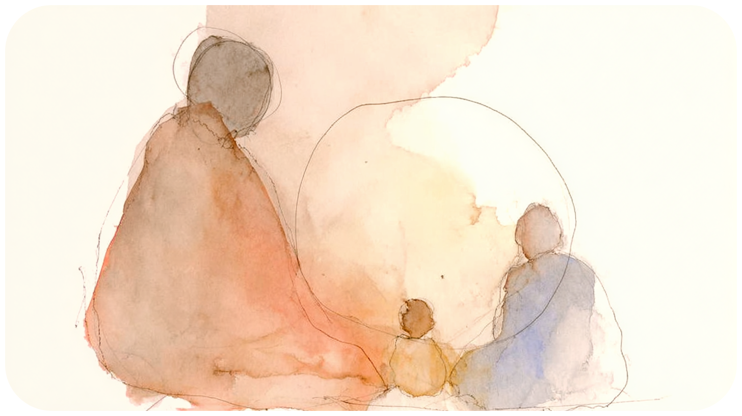 peinture abstraite d'une famille