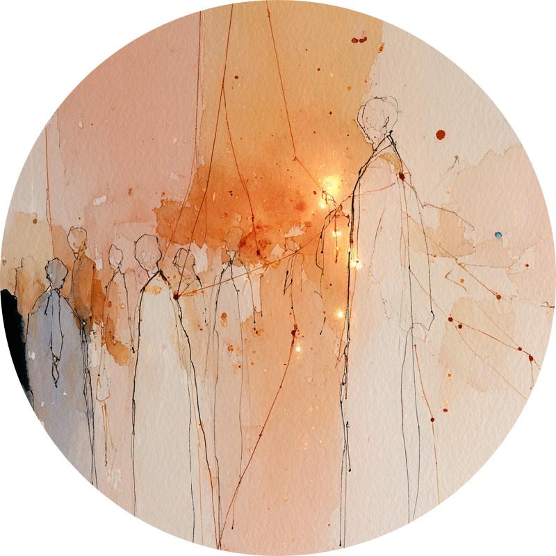 une personne dans la direction d'un groupe de personnes